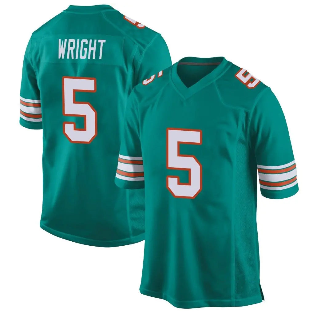 M.Dolphins #5 Jaylen Wright Player Aqua Alternate Home Game Ldoa Stitched Jerseys