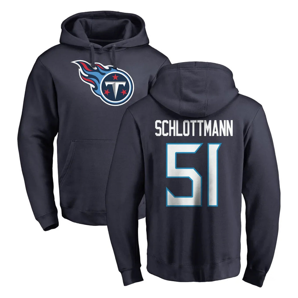 T.Titans #51 Austin Schlottmann Player Navy Logo Pullover Hoodies Home Game Ldoa Stitched Jerseys