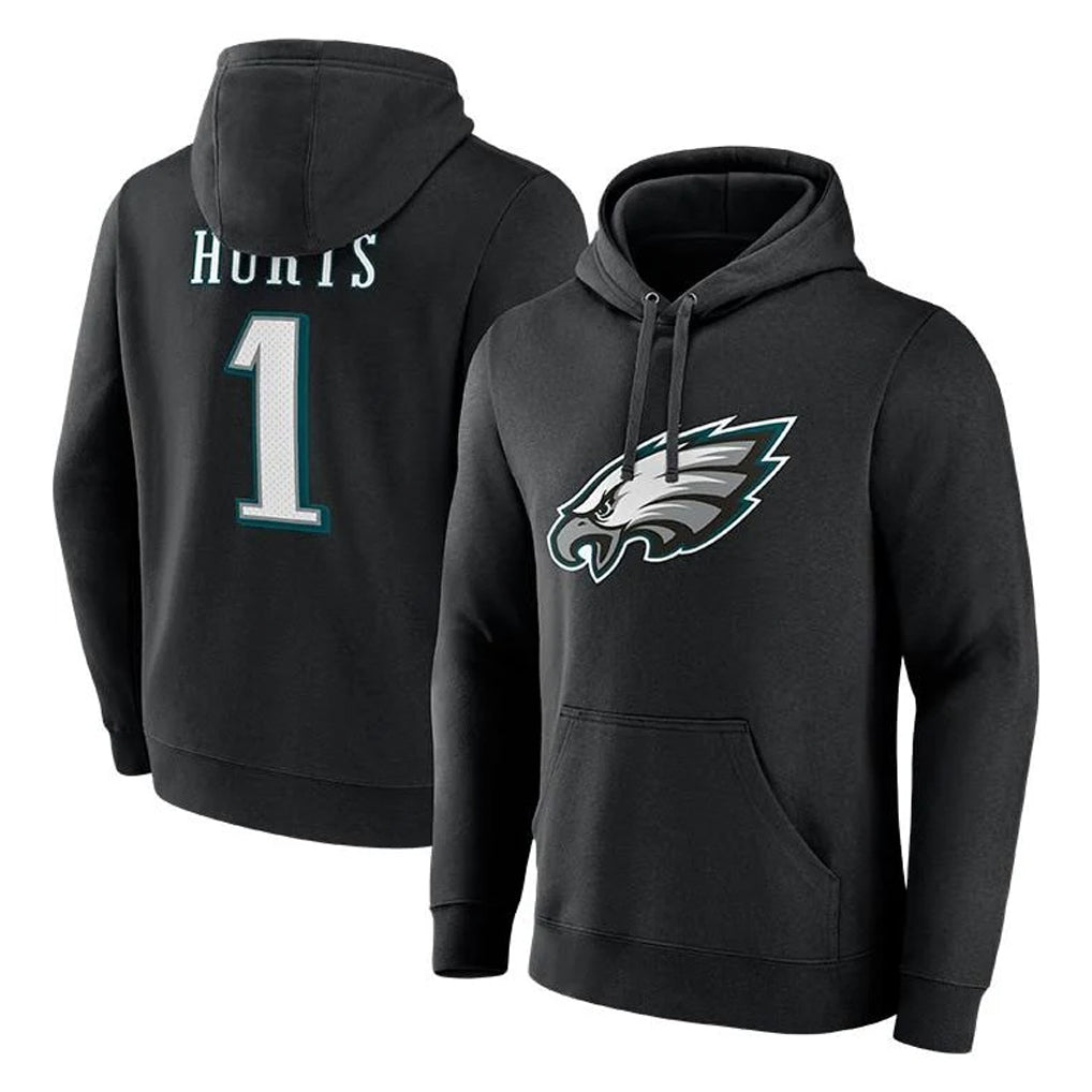P.Eagles #1 Jalen Hurts Player Black Pullover Hoodies Home Game Ldoa Stitched Jerseys
