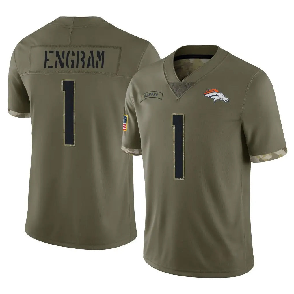 D.Broncos #1 Evan Engram Player Olive Salute To Service Limited Ldoa Stitched Jerseys