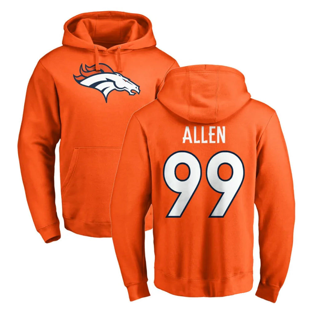 D.Broncos #99 Zach Allen Player Orange Pullover Hoodie Limited Ldoa Stitched Jerseys