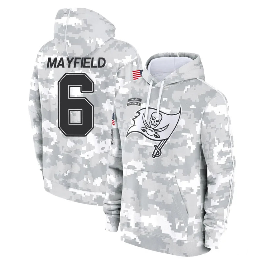 TB.Buccaneers #6 Baker Mayfield Player Arctic Camo Limited Salute to Service Pullover Hoodies Game Ldoa Stitched Jerseys