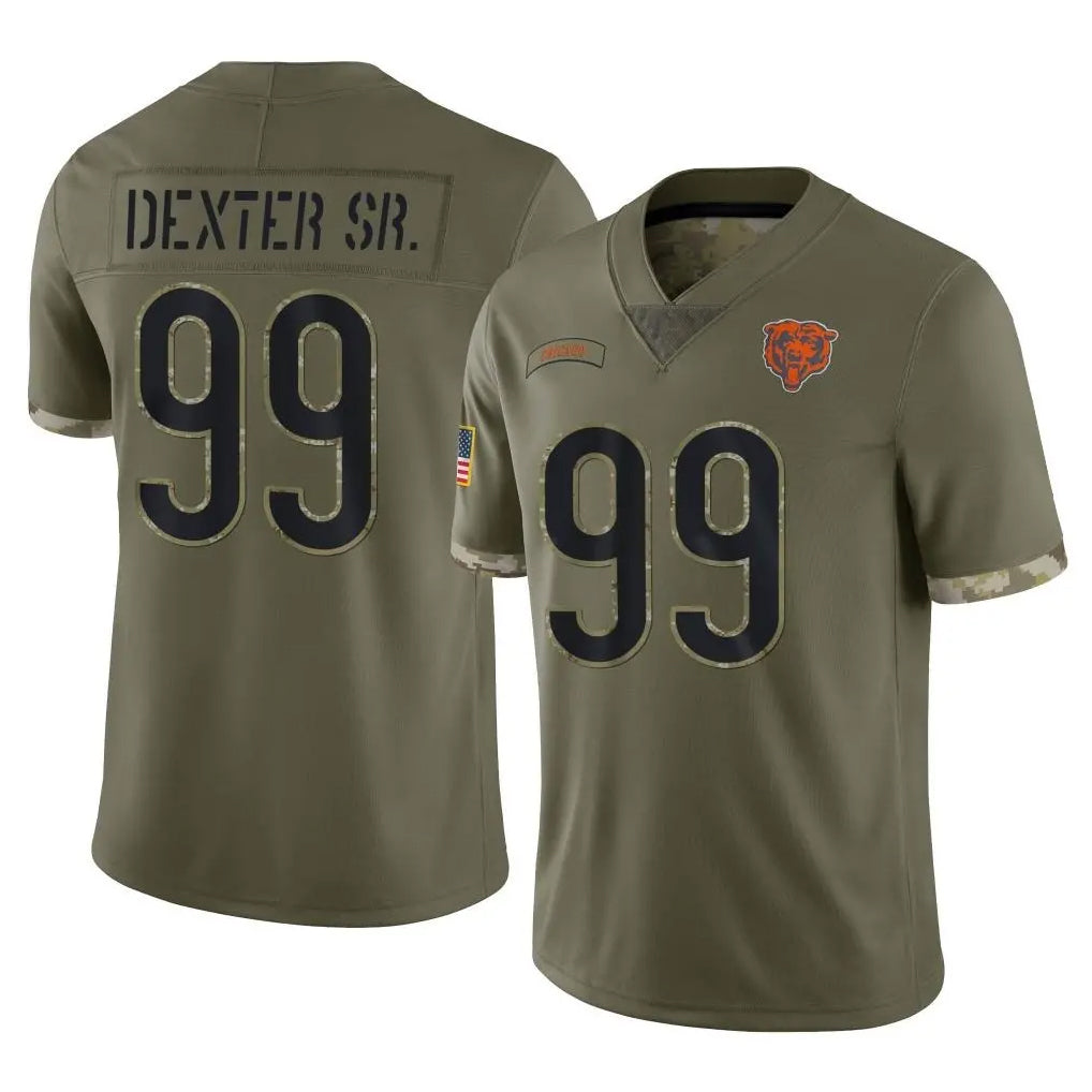 C.Bears #99 Gervon Dexter Sr. Player Olive Salute to Service Limited Game Ldoa Stitched Jerseys