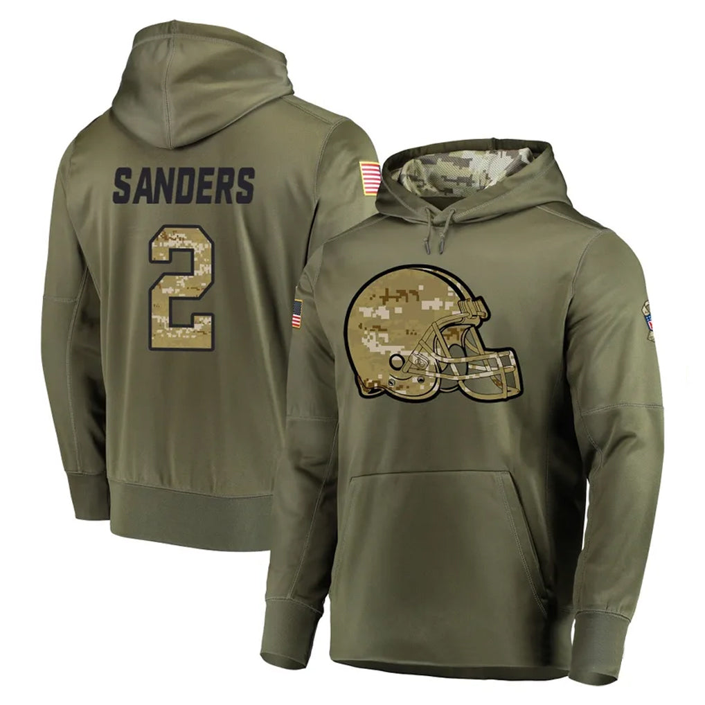 C.Browns #2 Shedeur Sanders Player Olive Salute to Service Pullover Hoodies Home Game Ldoa Stitched Jerseys