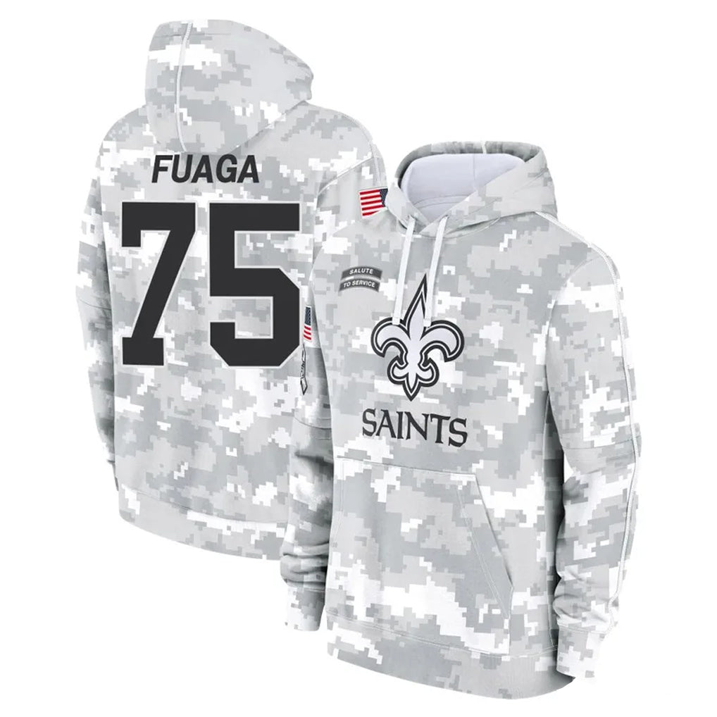 NO.Saints #75 Taliese Fuaga Player Arctic Camo Salute to Service Pullover Hoodies Limited Game Ldoa Stitched Jerseys