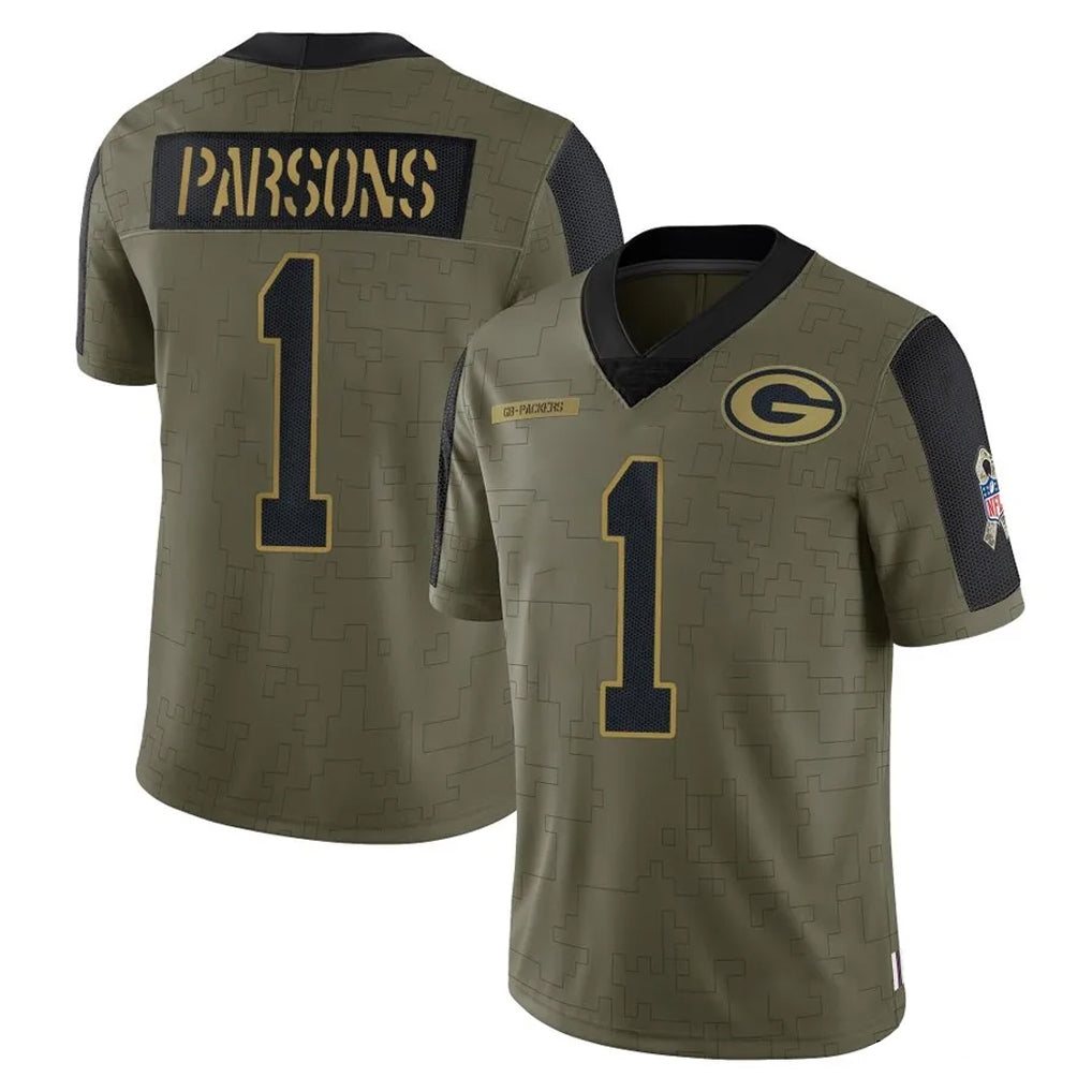 GB.Packers #1 Micah Parsons Player Olive Salute To Service Limited Game Ldoa Stitched Jerseys