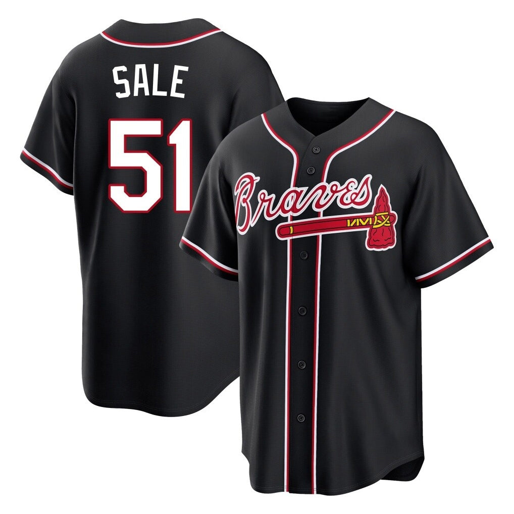 A.Braves #51 Chris Sale Player Black Fashion Out Game Ldoa Stitched Jerseys