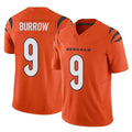 C.Bengals #9 Joe Burrow Player Orange Vapor F.U.S.E. Limited Home Game Ldoa Stitched Jerseys