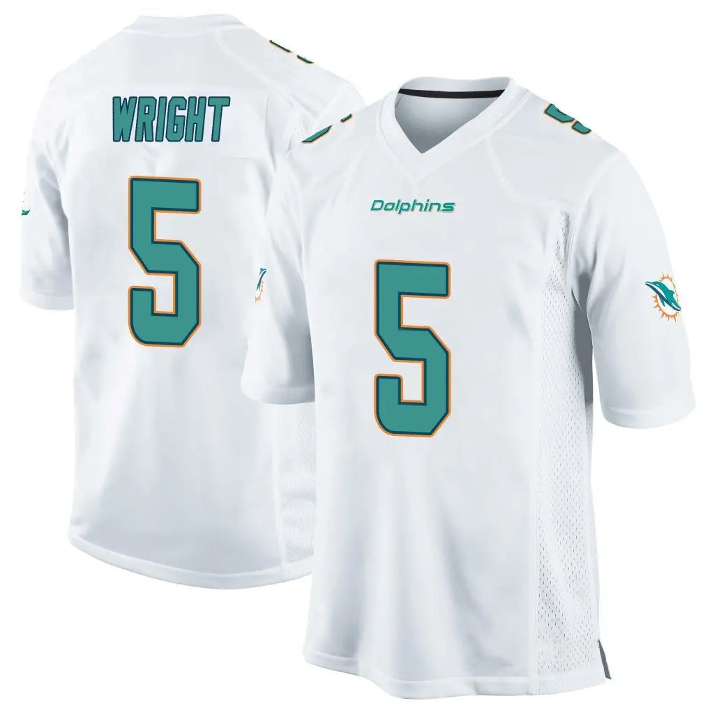M.Dolphins #5 Jaylen Wright Player White Home Game Ldoa Stitched Jerseys