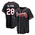 A.Braves #28 Matt Olson Player Black Fashion Out Game Ldoa Stitched Jerseys