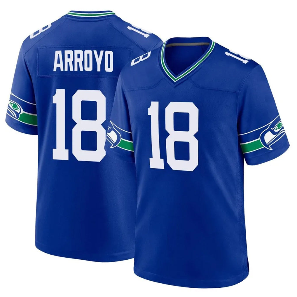 S.Seahawks #18 Elijah Arroyo Player Royal Throwback Home Game Ldoa Stitched Jerseys