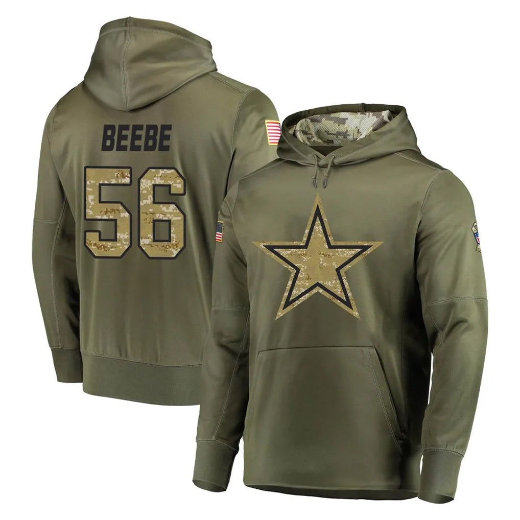 D.Cowboys #56 Cooper Beebe Player Olive Salute to Service Pullover Hoodies Home Game Kdoa Stitched Jerseys