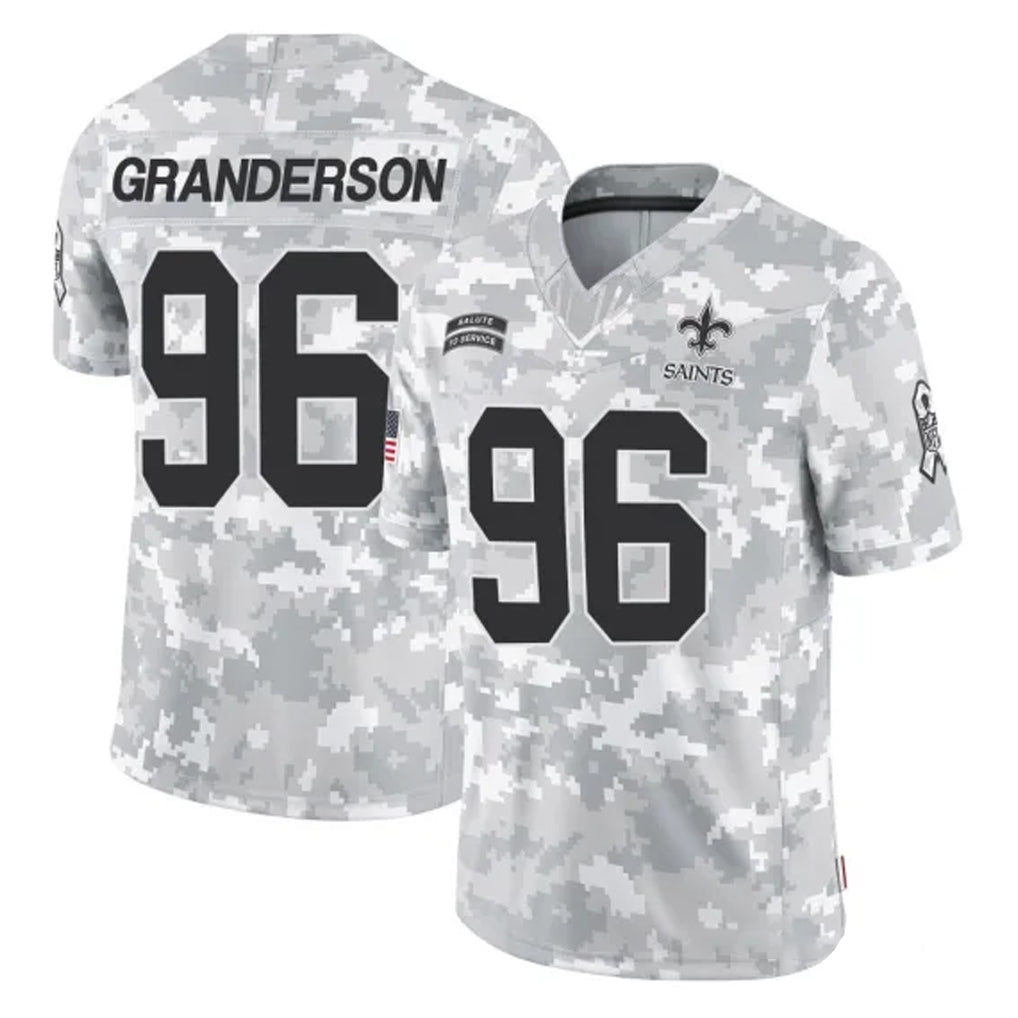 NO.Saints #96 Carl Granderson Player Arctic Camo Salute To Service Limited Game Ldoa Stitched Jerseys