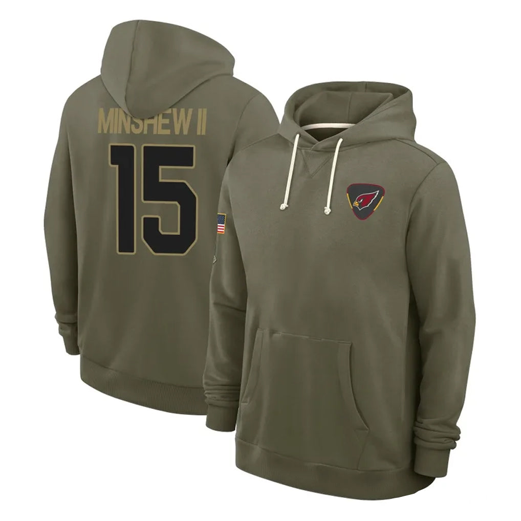 A.Cardinals #15 Gardner Minshew II Player Olive Salute to Service Pullover Hoodies Limited Ldoa Stitched Jerseys