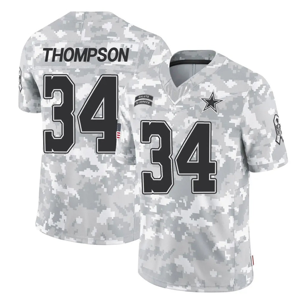 D.Cowboys #34 Jalen Thompson Player Arctic Camo Salute to Service Limited Home Game Ldoa Stitched Jerseys