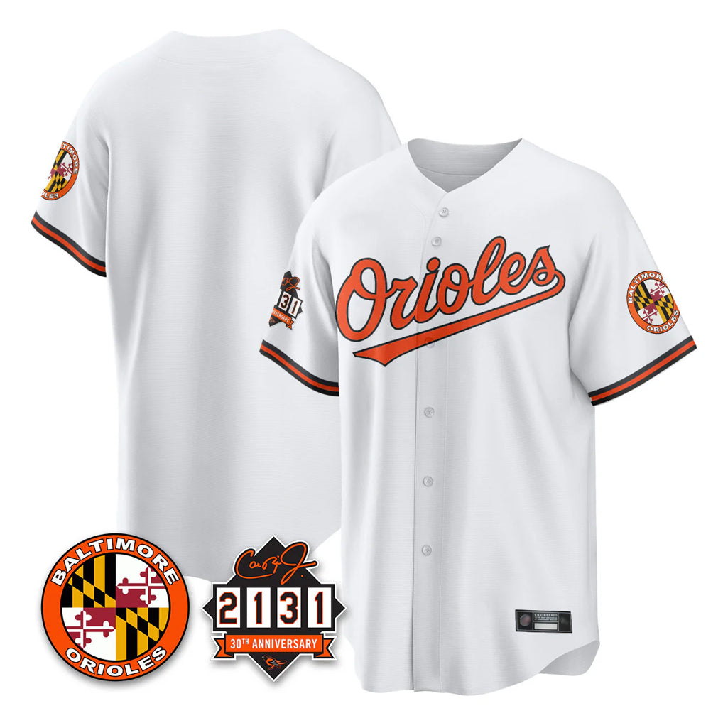 B.Orioles Blank Player White 30th Anniversary of 2131 Home Game Ldoa Stitched Jerseys
