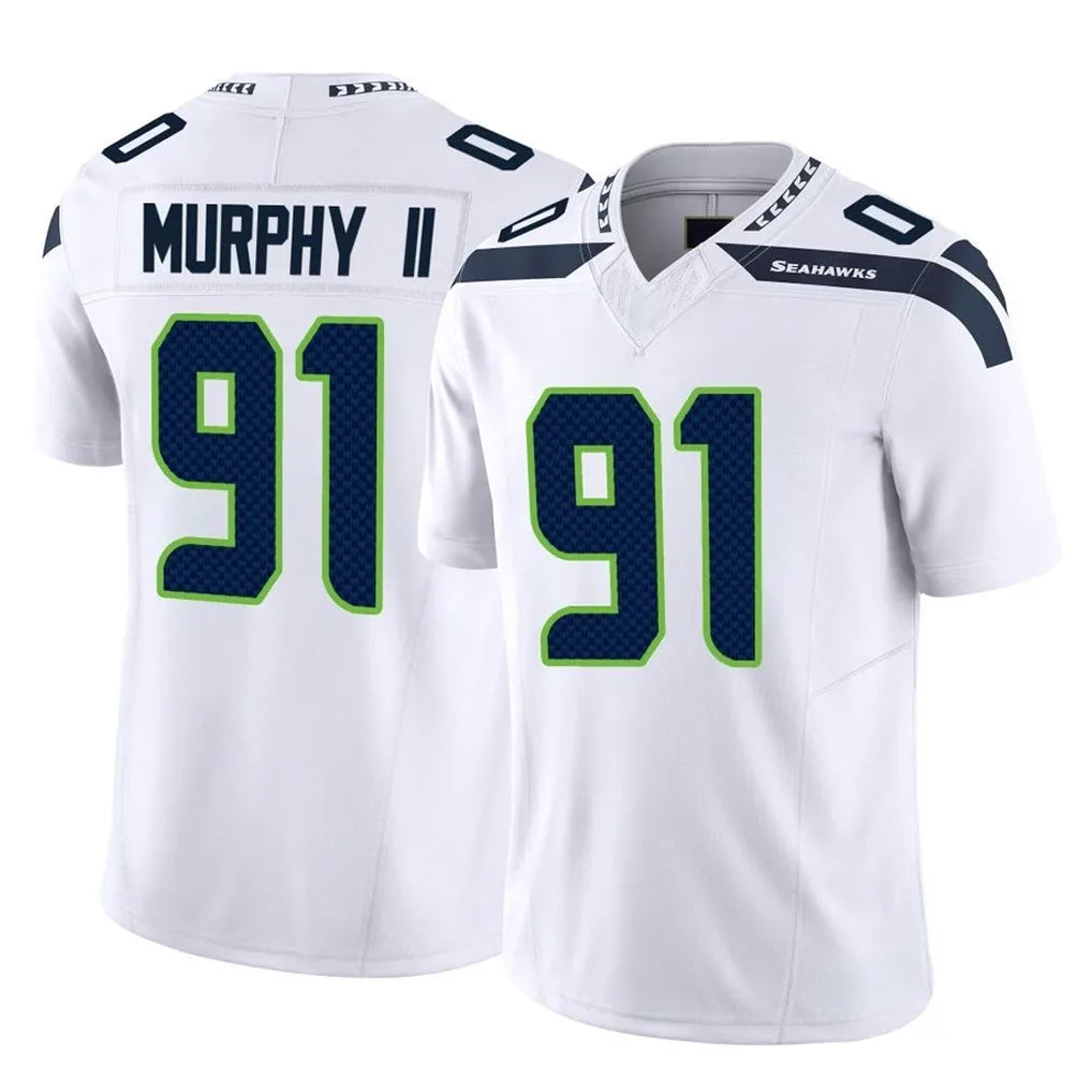 S.Seahawks #91 Byron Murphy II Player White Limited Vapor F.U.S.E. Home Game Ldoa Stitched Jerseys