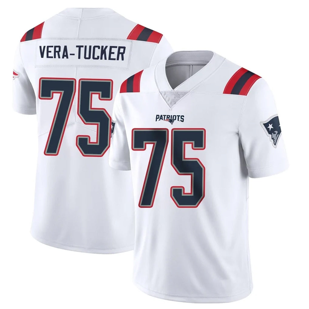 NE.Patriots #75 Alijah Vera-Tucker Player White Vapor Untouchable Home Game Ldoa Stitched Jerseys