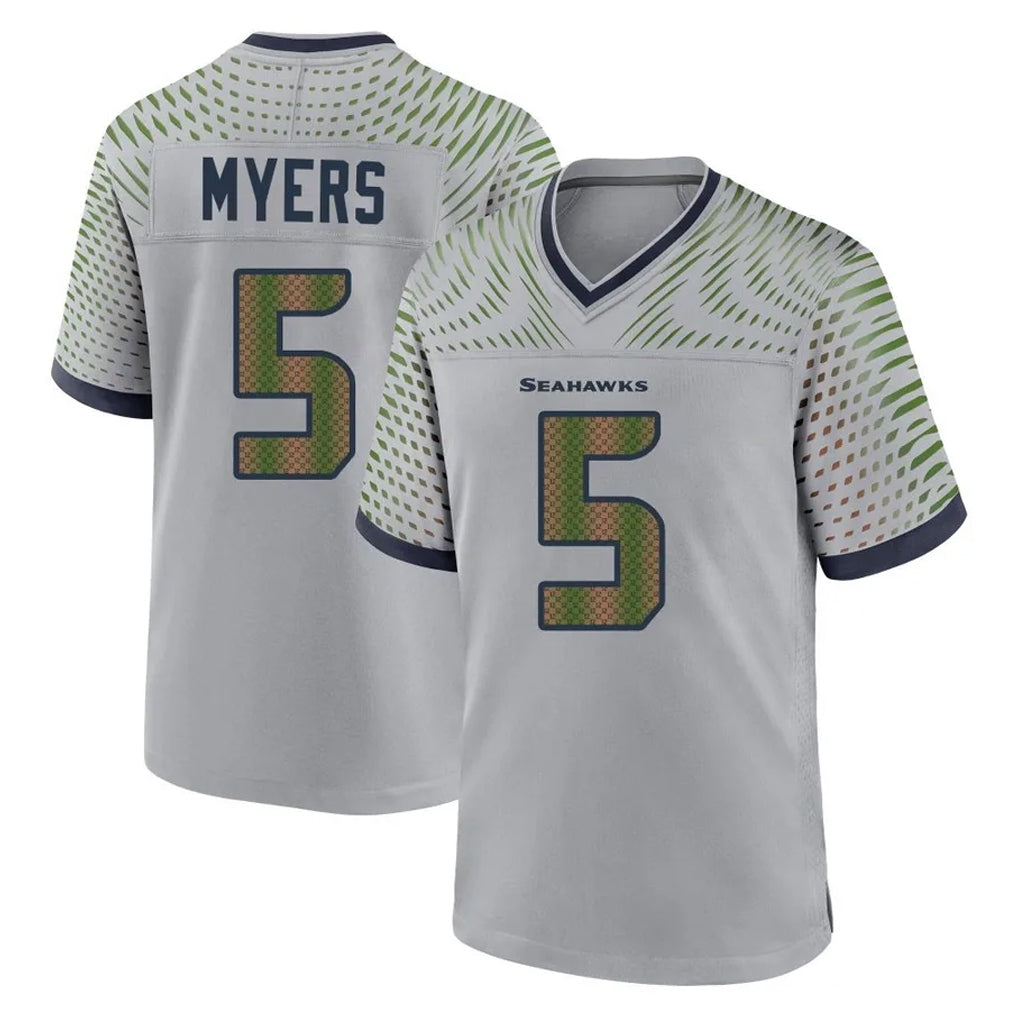 S.Seahawks #5 Jason Myers Player Grey 2025 Rivalries Collection Home Game Ldoa Stitched Jerseys
