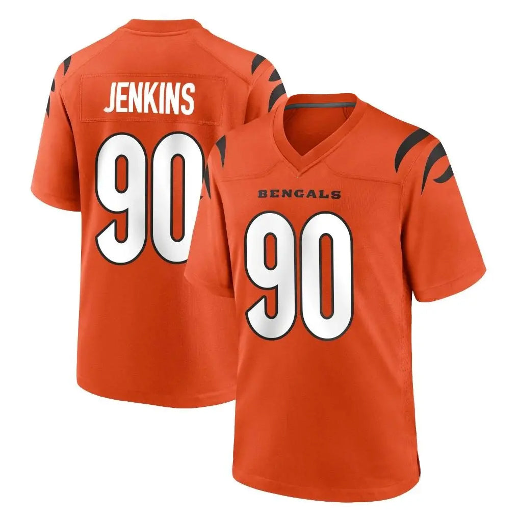 C.Bengals #90 Kris Jenkins Jr Player Orange Home Game Ldoa Stitched Jerseys