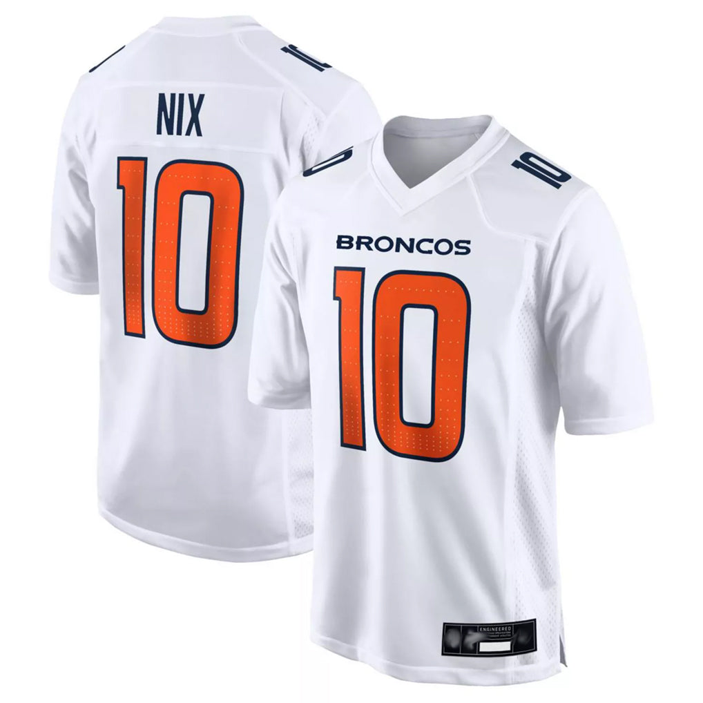 D.Broncos #10 Bo Nix Player White Fashion Limited Game Ldoa Stitched Jerseys