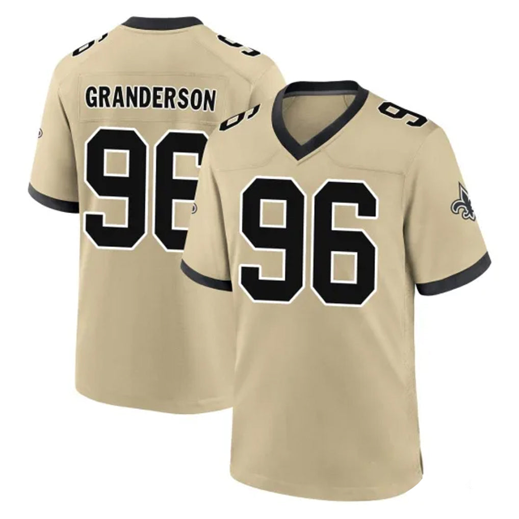 NO.Saints #96 Carl Granderson Player Gold Home Game Ldoa Stitched Jerseys