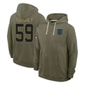 C.Panthers #59 Luke Kuechly Player Olive Salute to Service Hoodies Game Ldoa Stitched Jerseys