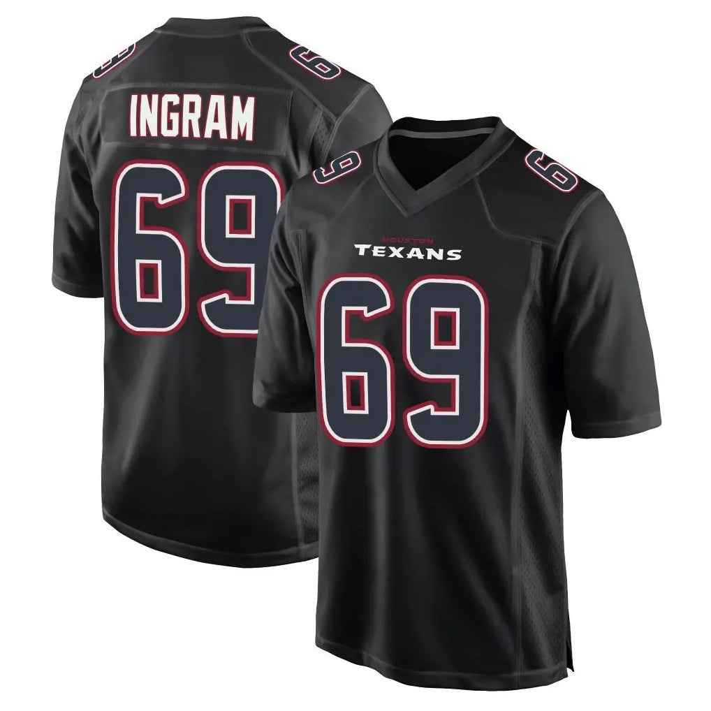 H.Texans #69 Ed Ingram Player Black Fashion Home Game Ldoa Stitched Jerseys