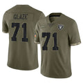 LV.Raiders #71 DJ Glaze Player Olive Salute To Service Limited Ldoa Stitched Jerseys