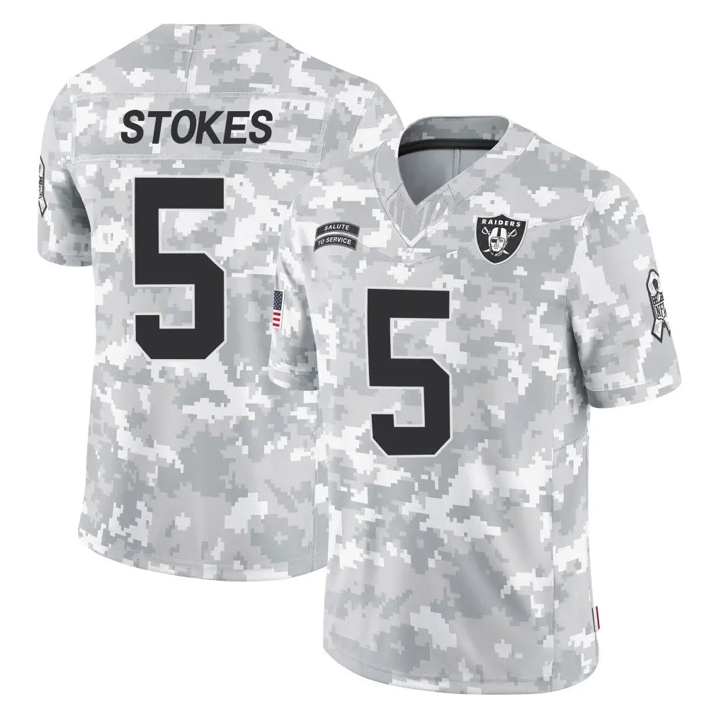 LV.Raiders #5 Eric Stokes Player Arctic Camo Salute To Service Limited Game Ldoa Stitched Jerseys