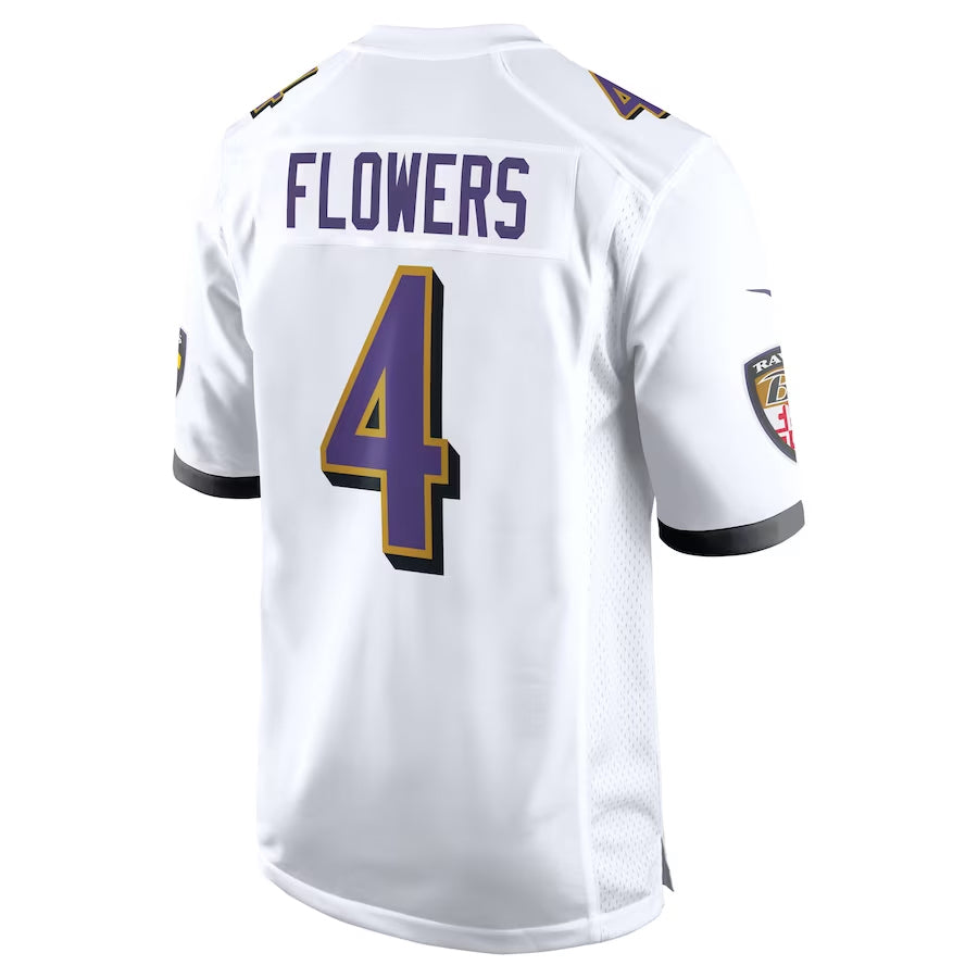 B.Ravens #4 Zay Flowers Player White Alternate Home Game Ldoa Stitched Jerseys