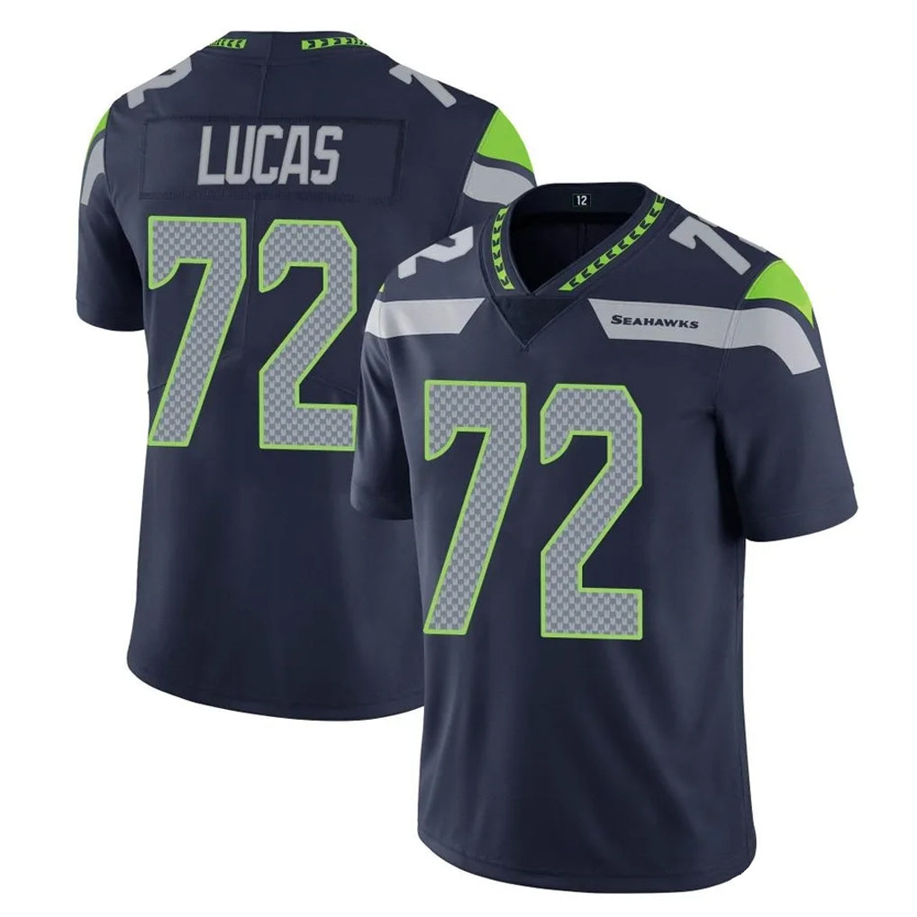 S.Seahawks #72 Abraham Lucas Player Navy Limited Vapor Untouchable Home Game Ldoa Stitched Jerseys