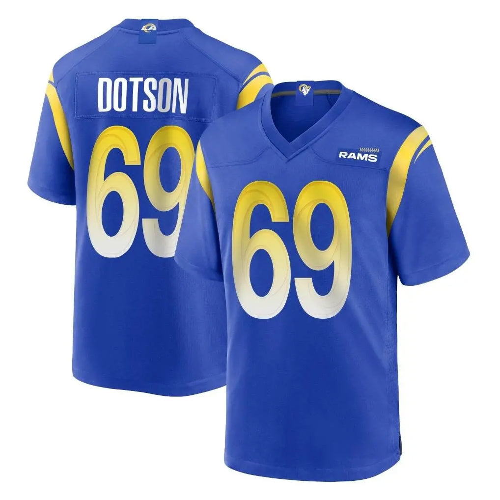 LA.Rams #69 Kevin Dotson Player Royal Home Game Ldoa Stitched Jerseys