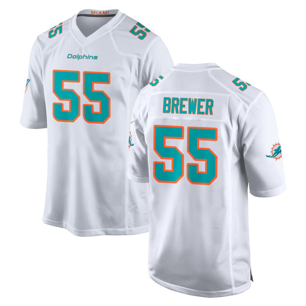 M.Dolphins #55 Aaron Brewer Player White Limited Home Game Ldoa Stitched Jerseys