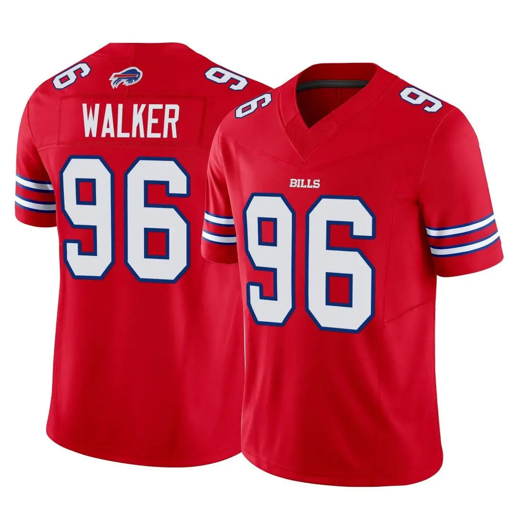 B.Bills #96 Deone Walker Player Red Vapor F.U.S.E. Jersey Limited Home Game Ldoa Stitched Jerseys