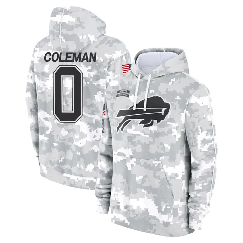 B.Bills #0 Keon Coleman Player Arctic Camo Salute to Service Hoodies Ldoa Stitched Jerseys