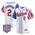 B.Orioles #2 Gunnar Henderson Player White USA 250 Independence Day Vapor Premier Limited Home Game Ldoa Stitched Jerseys