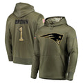 NE.Patriots #1 A.J. Brown Player Olive Salute to Service Pullover Hoodies Home Game Ldoa Stitched Jerseys