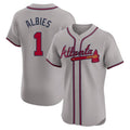 A.Braves #1 Ozzie Albies Player Gray Limited Elite Home Game Ldoa Stitched Jerseys