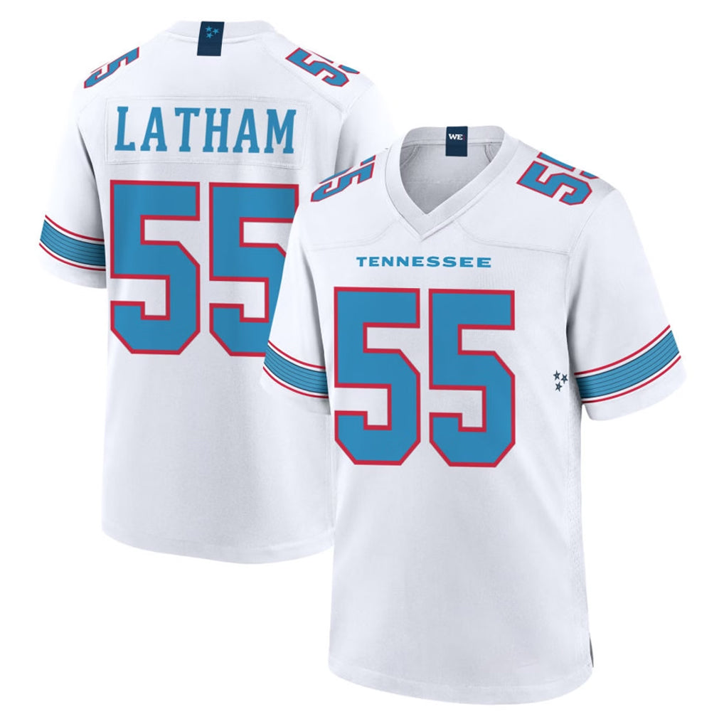 T.Titans #55 JC Latham Player White 2026 Game Home Ldoa Stitched Jerseys