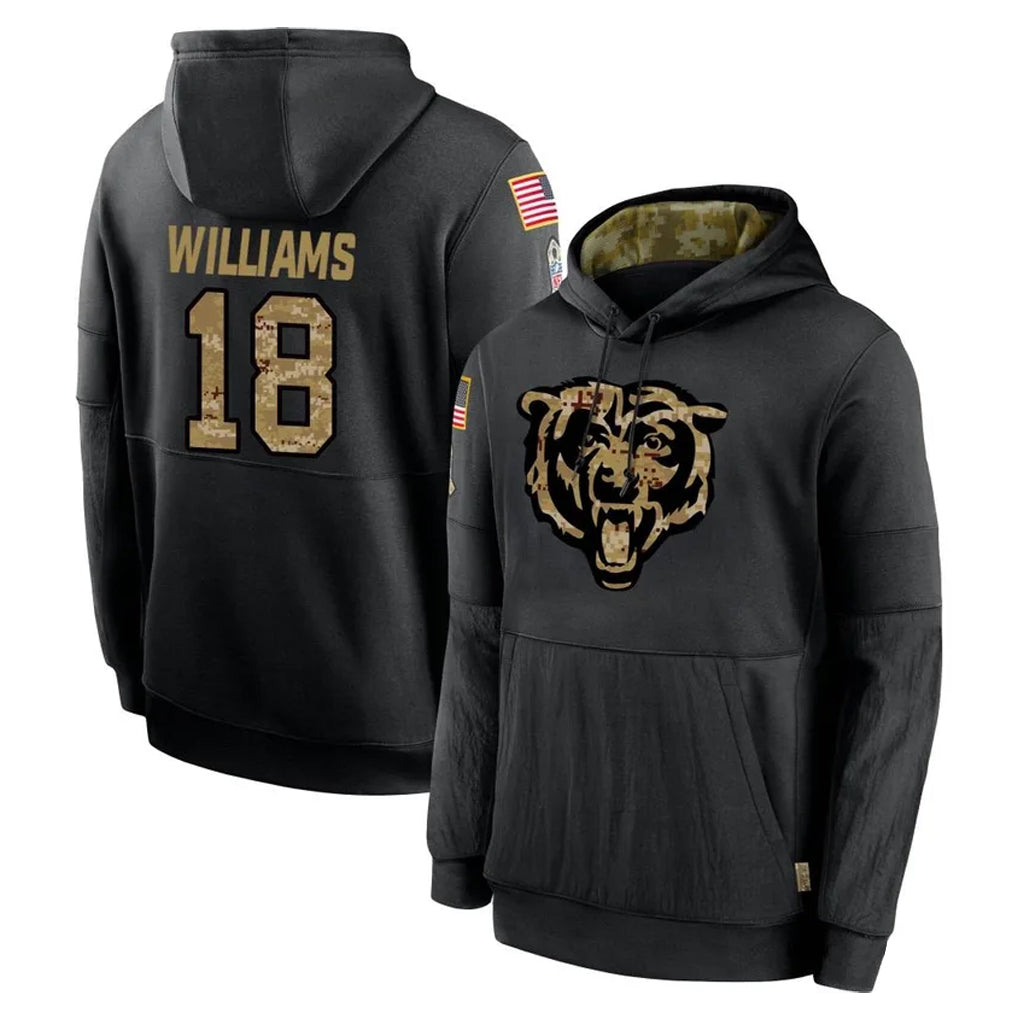 C.Bears #18 Caleb Williams Player Black Salute to Service Pullover Hoodies Limited Ldoa Stitched Jerseys