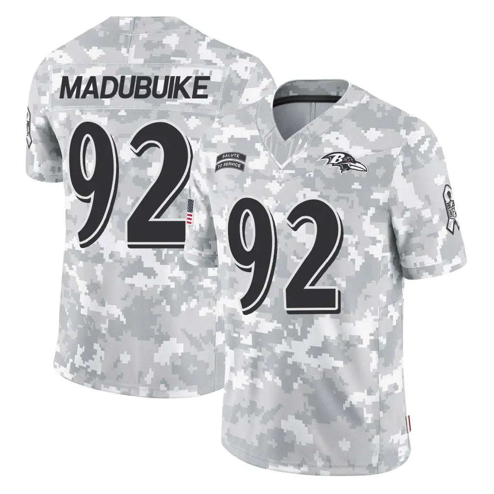 B.Ravens #92 Nnamdi Madubuike Player Arctic Camo Salute to Service Limited Ldoa Stitched Jerseys