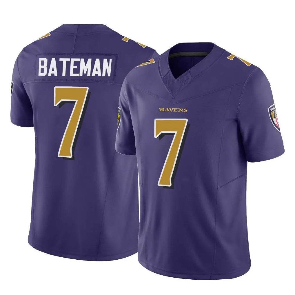 B.Ravens #7 Rashod Bateman Player Purple Vapor F.U.S.E. Limited Ldoa Stitched Jerseys