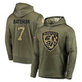 B.Ravens #7 Rashod Bateman Player Olive Salute to Service Pullover Hoodie Ldoa Stitched Jerseys