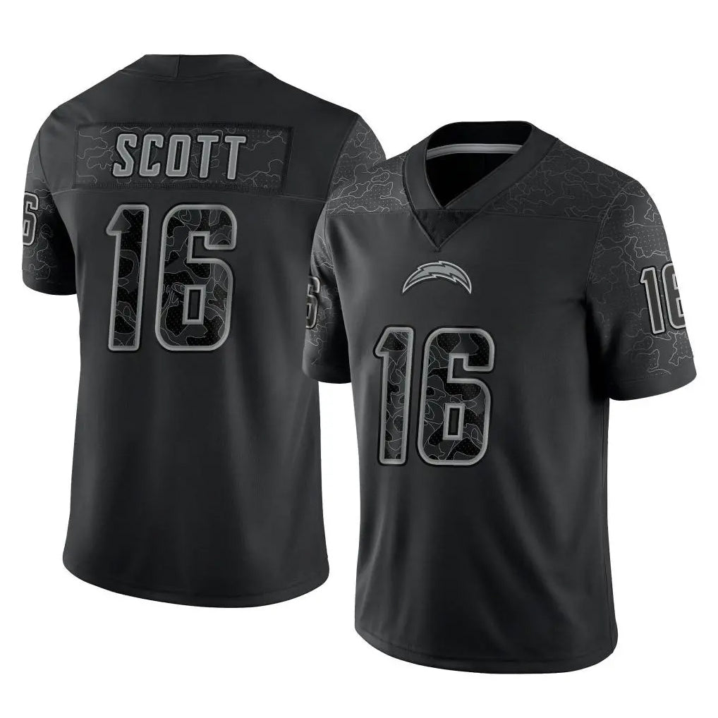 LA.Chargers #16 J.K. Scott Player Black Limited Reflective Home Game Ldoa Stitched Jerseys