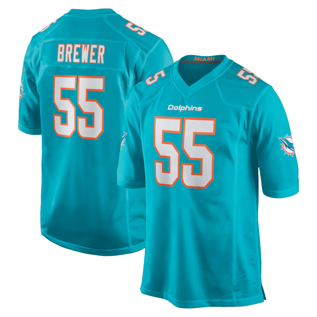 M.Dolphins #55 Aaron Brewer Player Aqua Home Game Ldoa Stitched Jerseys