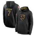 B.Ravens #7 Rashod Bateman Player Black Salute to Service Pullover Hoodie Ldoa Stitched Jerseys