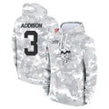 M.Vikings #3 Jordan Addison Player Arctic Camo Salute to Service Pullover Hoodies Limited Game Ldoa Stitched Jerseys