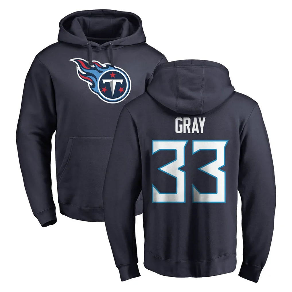 T.Titans #33 Cedric Gray Player Navy Logo Pullover Hoodies Home Game Ldoa Stitched Jerseys