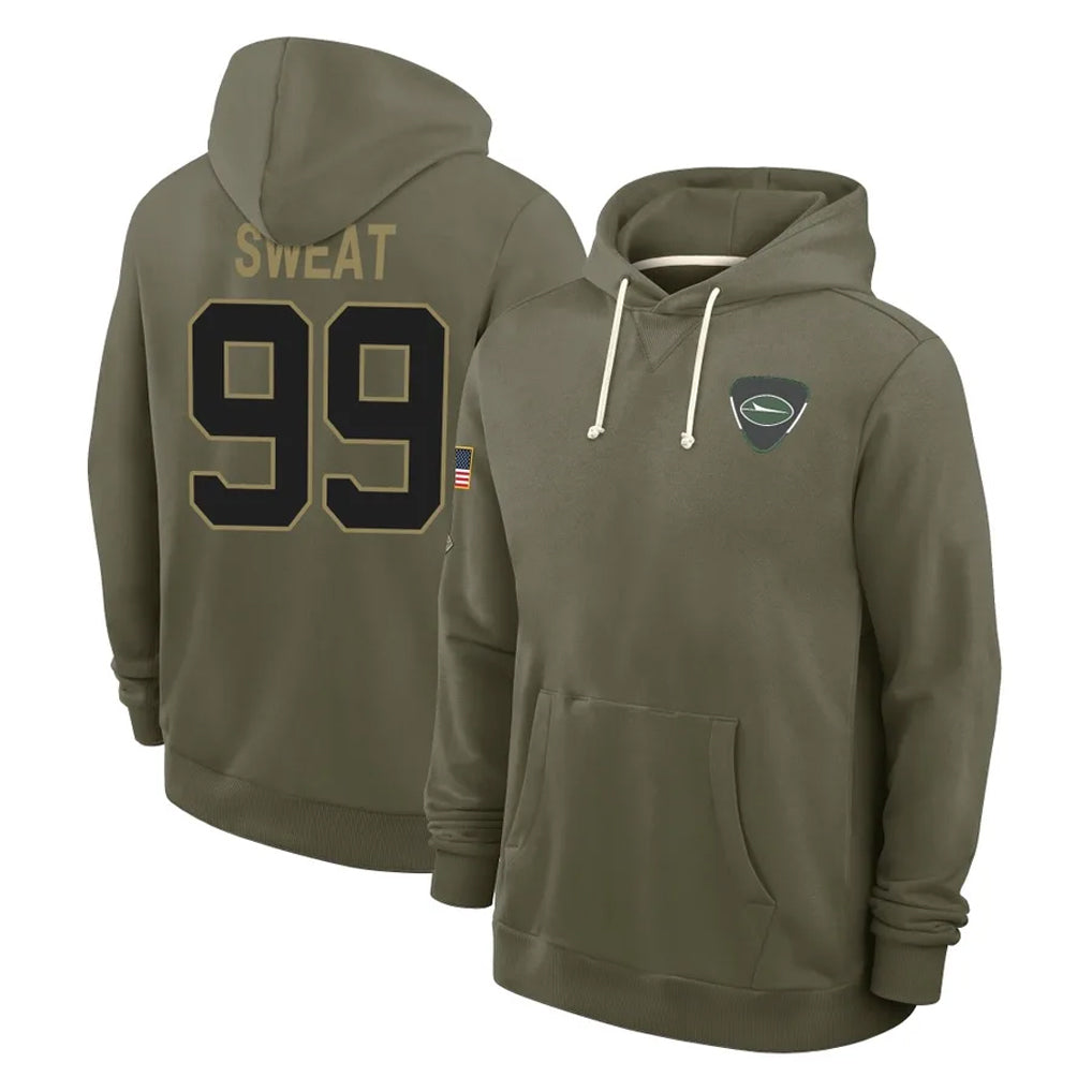 NY.Jets #99 T'Vondre Sweat Player Olive Salute to Service Pullover Hoodies Limited Ldoa Stitched Jerseys